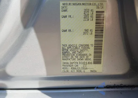 2015 Nissan Altima 2.5/2.5 S/2.5 Sl/2.5 Sv from USA, damaged, VIN 1N4AL3AP7FN310186